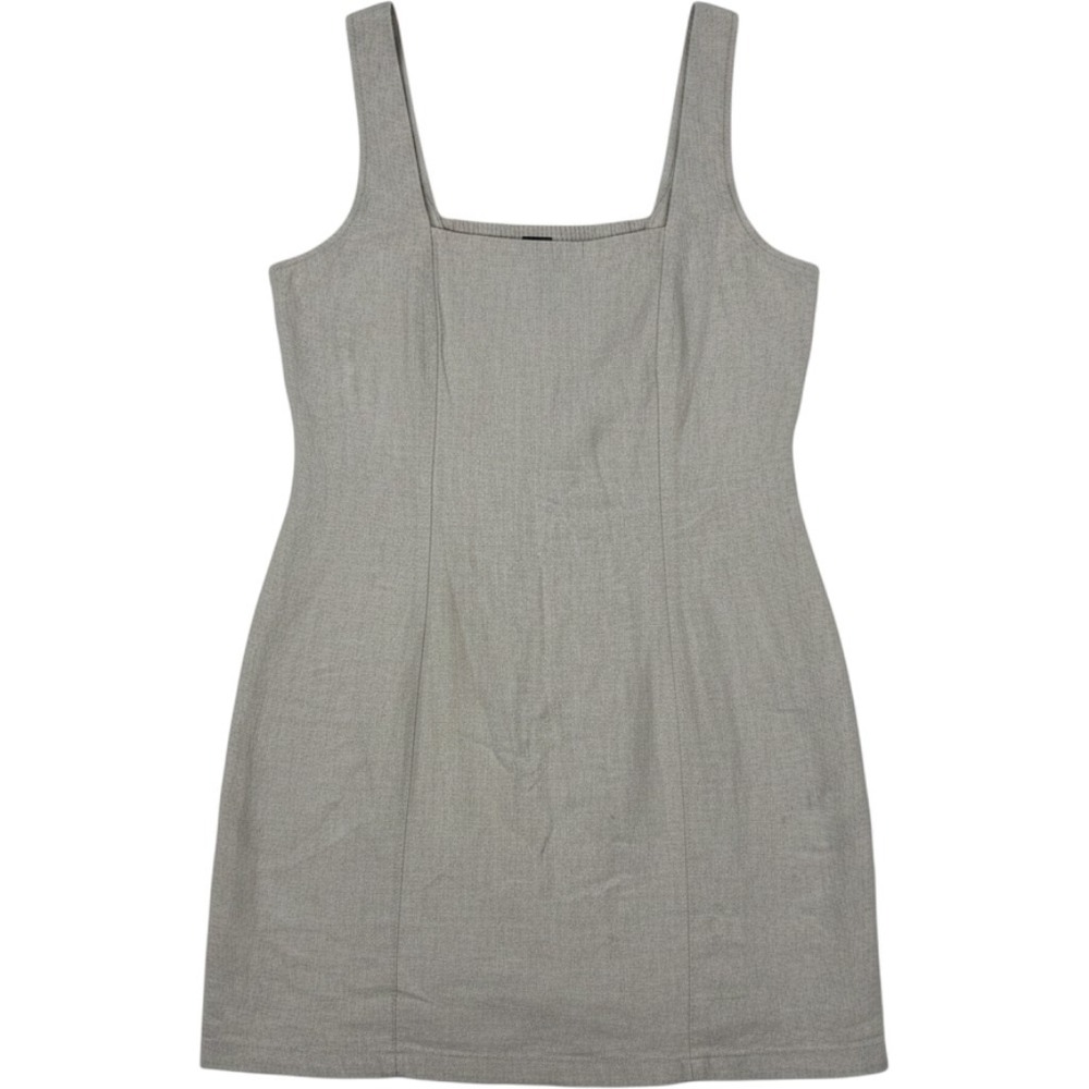 Old Navy Women Beige Linen Blend Smocked Back Square Neck Mini Dress Large NEW
